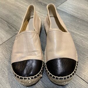 ALDO Cone Leather Black and Cream Women's Espadrille Shoes 6.5